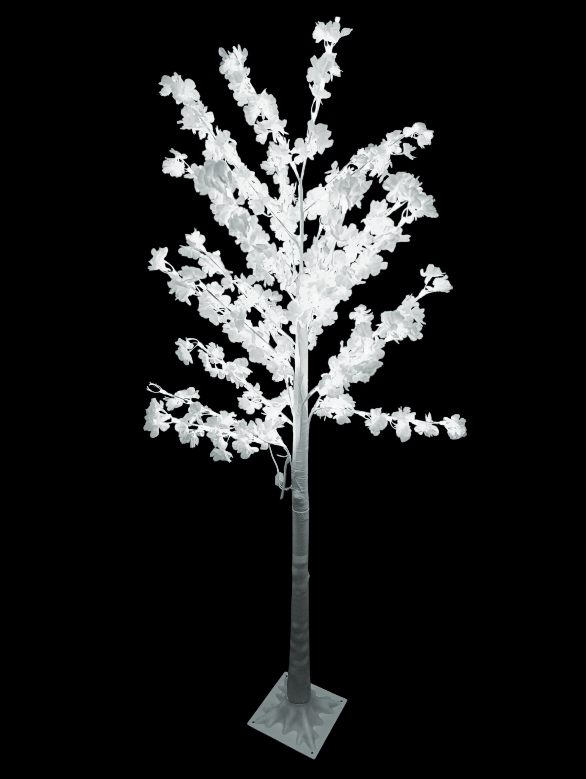 Copac LED Decorativ 175cm Alb Rece cu Flori